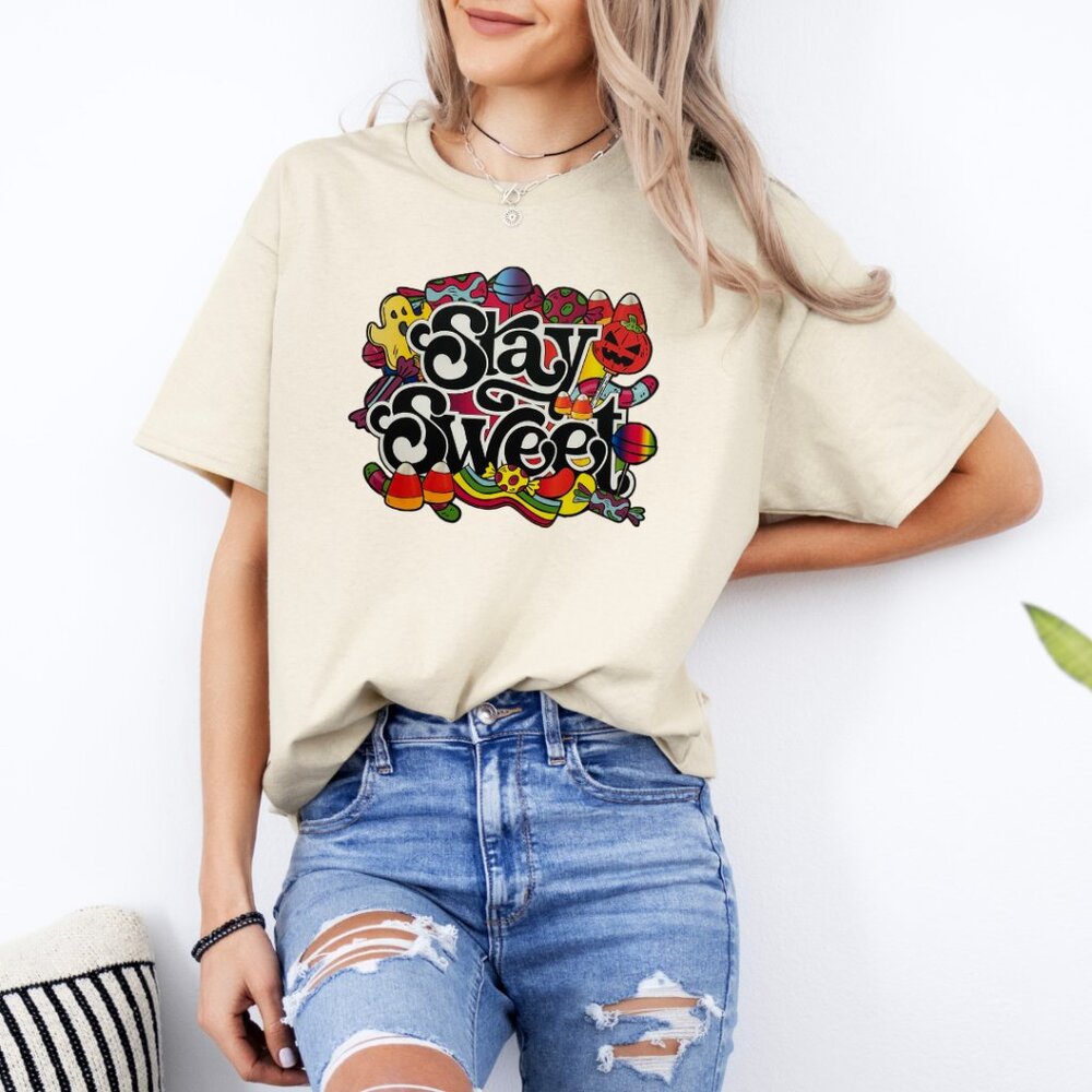 Halloween T shirt Pick Your Graphic Beige Halloween Graphic T-Shirt - Picture 3 of 4